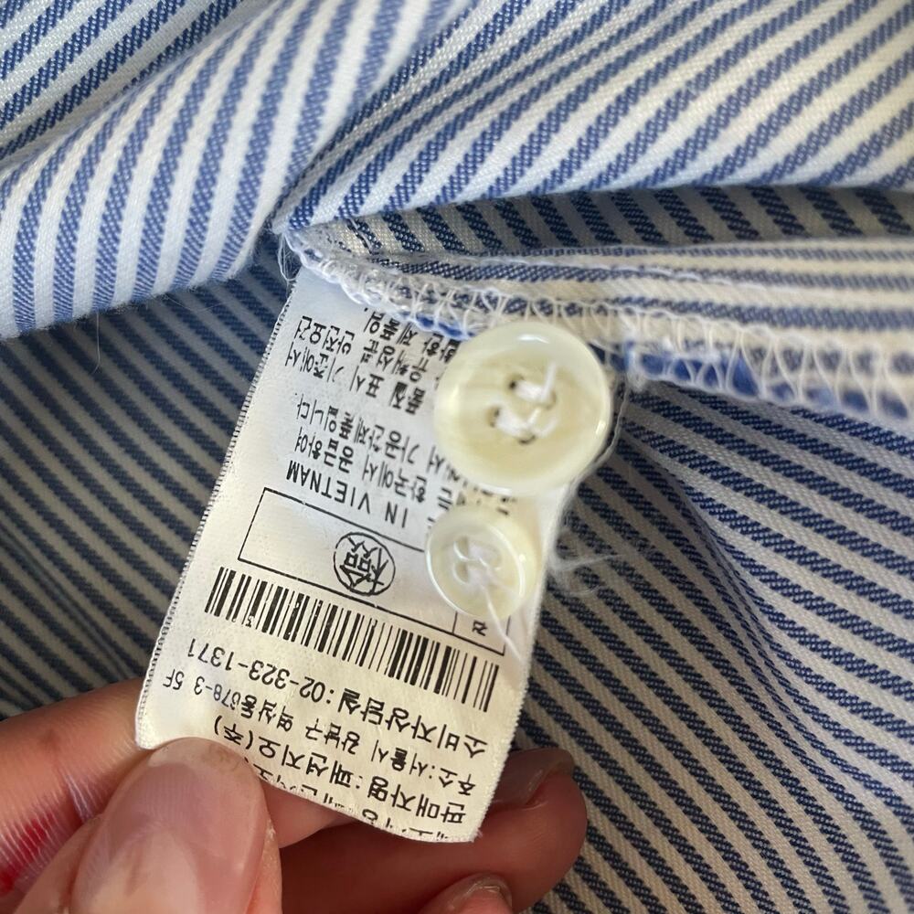 Korean Fashion Blue Pinstripe Shirt Dress Preppy Button Down - Picture 7 of 9